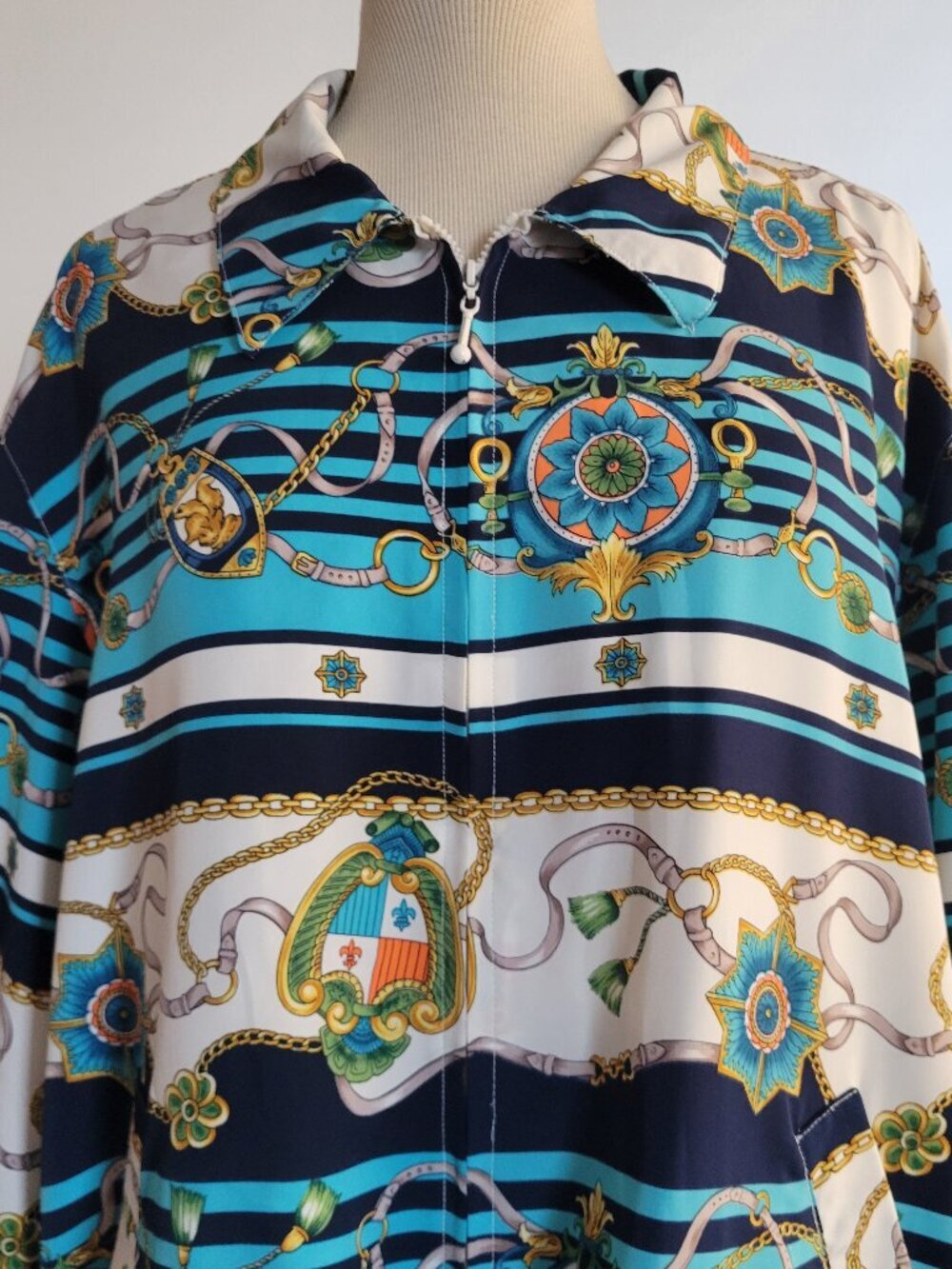 Vintage Alfred Dunner Nautical Chain Crest Jacket Size 14